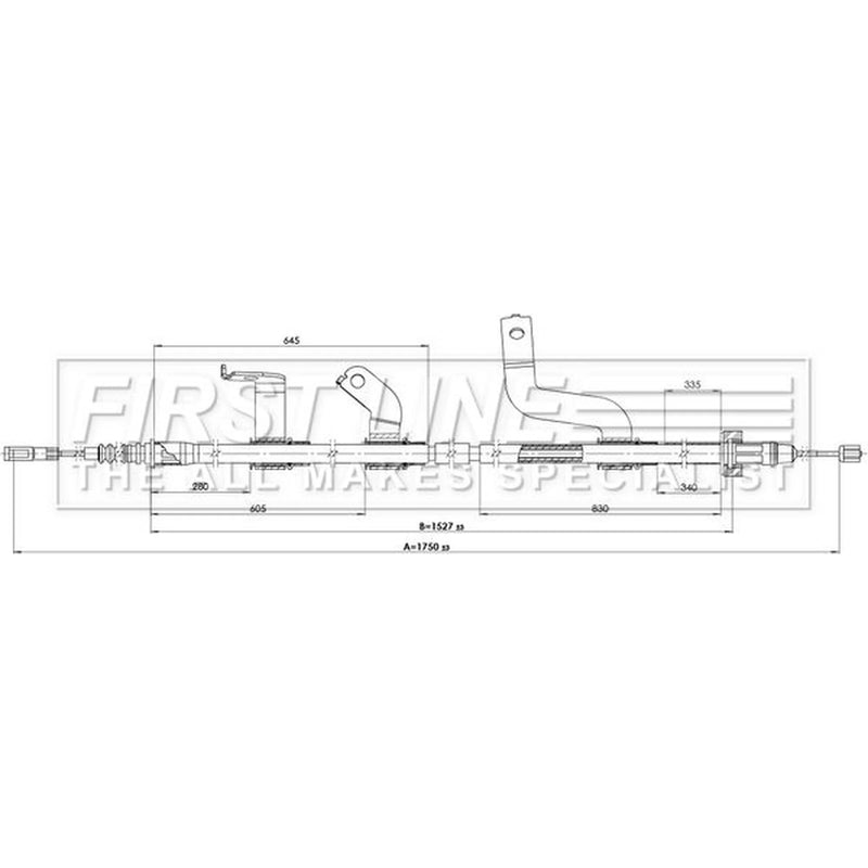 First Line Handbrake Cable Right Rear fits Hyundai Accent IV 2010-2018 1.4 1.6