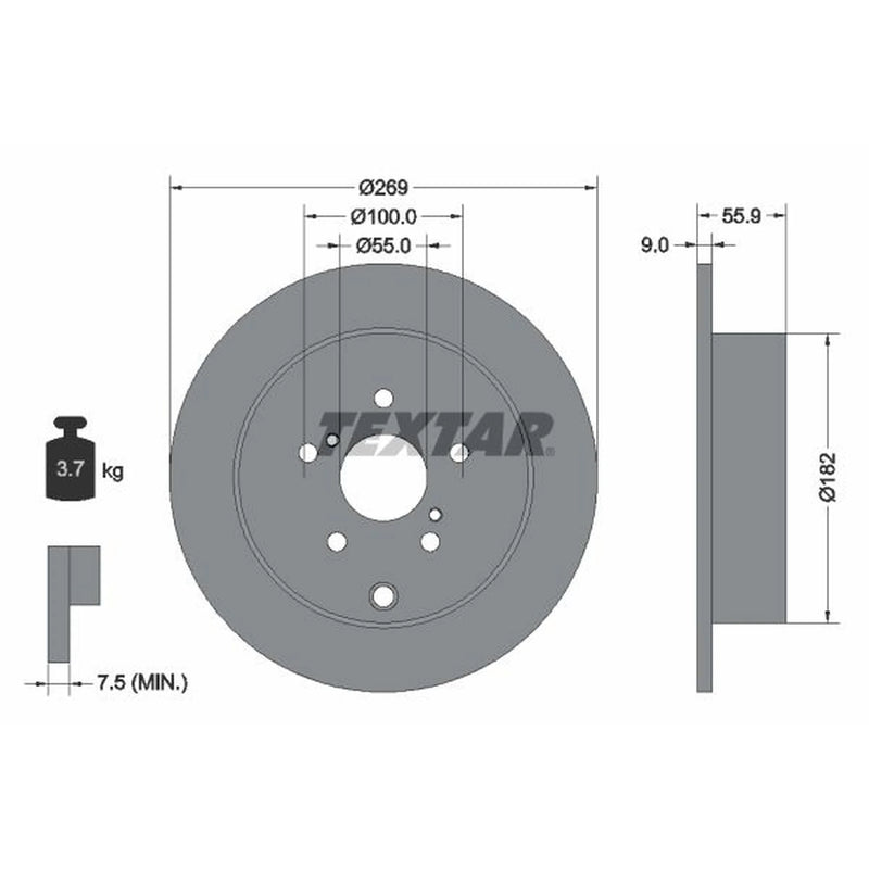 Textar 2 x Solid Rear Brake Discs 92170403-x2