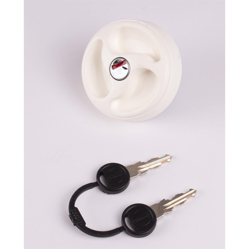 White Lockable Water Tank Filler Cap with Keys ES2250 Caravan / Motorhome / Boat PLS  - Dynamic Drive