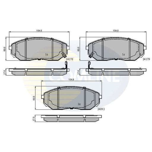 Comline 4 x Front Brake Pad Set fits Kia Sorento I 2002-2011 2.4 2.5 3.3 3.5