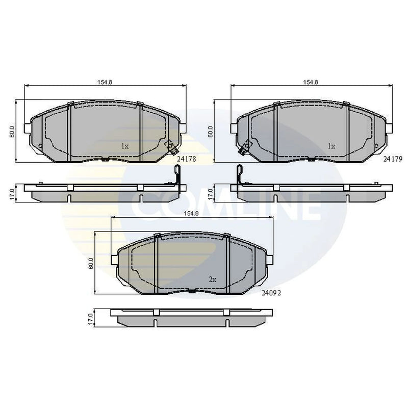Comline Front & Rear Pads fits Kia Sorento I 2002-2011 2.4 2.5 3.3 3.5
