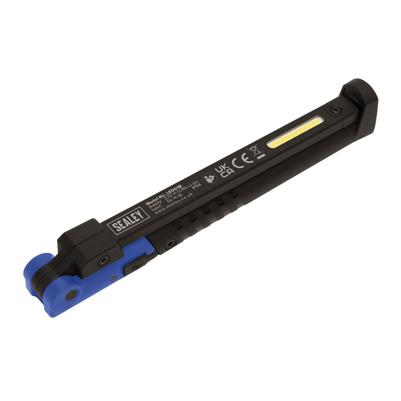 Sealey Rechargeable Slim Folding Pocket Light 2 COB & 1 SMD LED Blue LED01B Sealey - Dynamic Drive