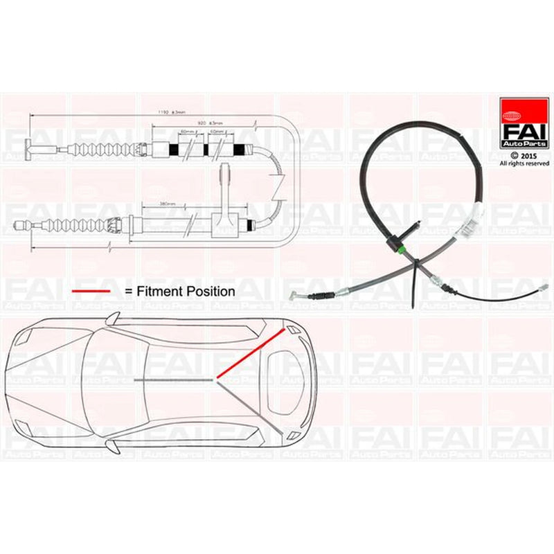 FAI Handbrake Cable Right Rear fits Alfa Romeo 156 1997-2005