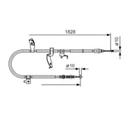 Bosch Handbrake Cable Left Rear fits Mazda 5 2005-2010 1.8 2.0