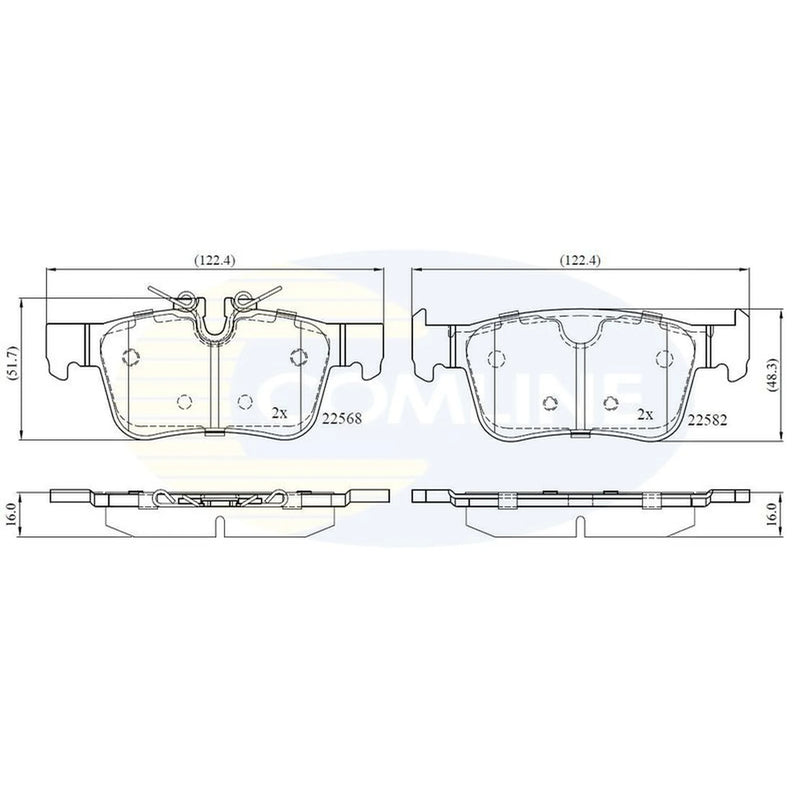 Comline 4 x Rear Brake Pad Set fits Volvo S60 III 2019-2022