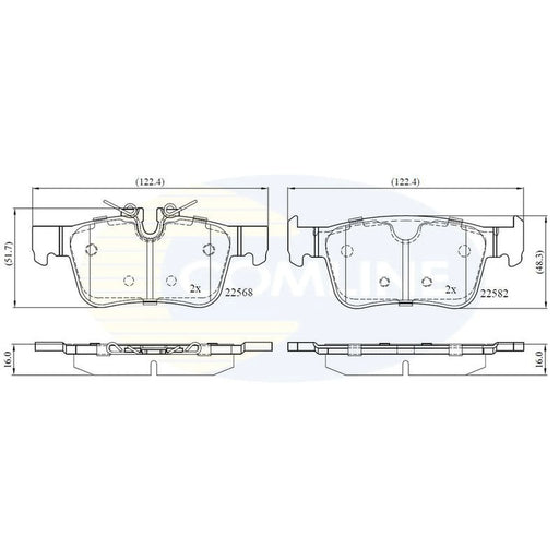 Comline 4 x Rear Brake Pad Set fits Volvo S60 III 2019-2022