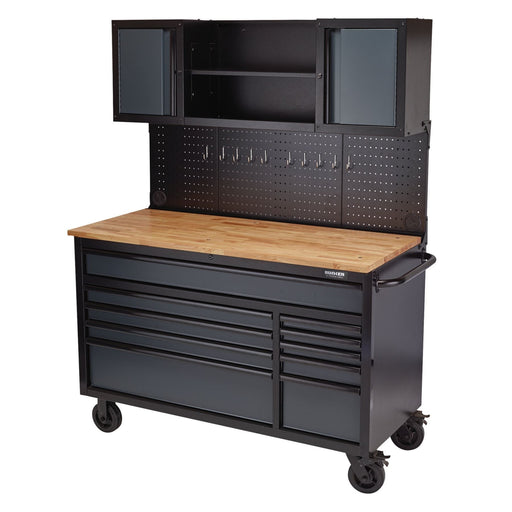 Draper BUNKER Roller Workstation with Workbench, 10 Drawer, 56", Grey Draper - Dynamic Drive