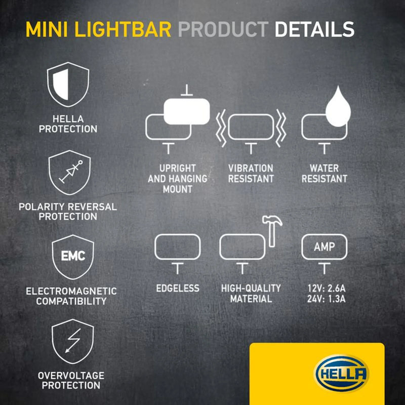 Hella Led Mini Lightbar 6.2Inch Spot 1FB 1FB 358 176-211 SP1068197 1FB 358