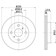 Mintex 2 x Internally Vented Brake Discs fits Toyota Yaris 1999-2005 1.0 1.3 1.4