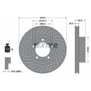 Textar 2 x Front Perforated Brake Discs 92279905