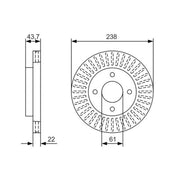Bosch 2 x Vented Brake Discs fits Nissan Cube 2003-2008 1.4 1.5