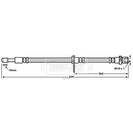 Borg & Beck Brake Hydraulic Hose Line Front Left BBH7861