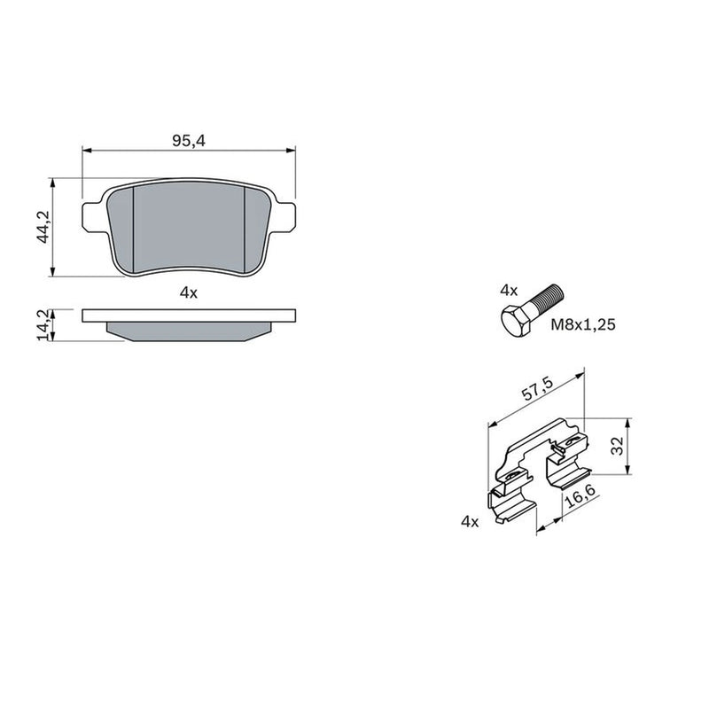 Bosch Front & Rear Pads fits Renault Kangoo Express 2011 on