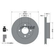 Textar 2 x Vented Front Brake Discs 92134103