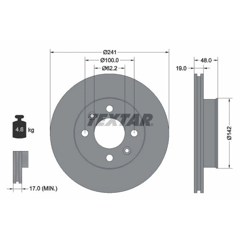 Textar 2 x Vented Front Brake Discs 92134103