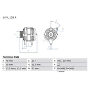 Bosch Car Alternator 12V 0 986 042 780