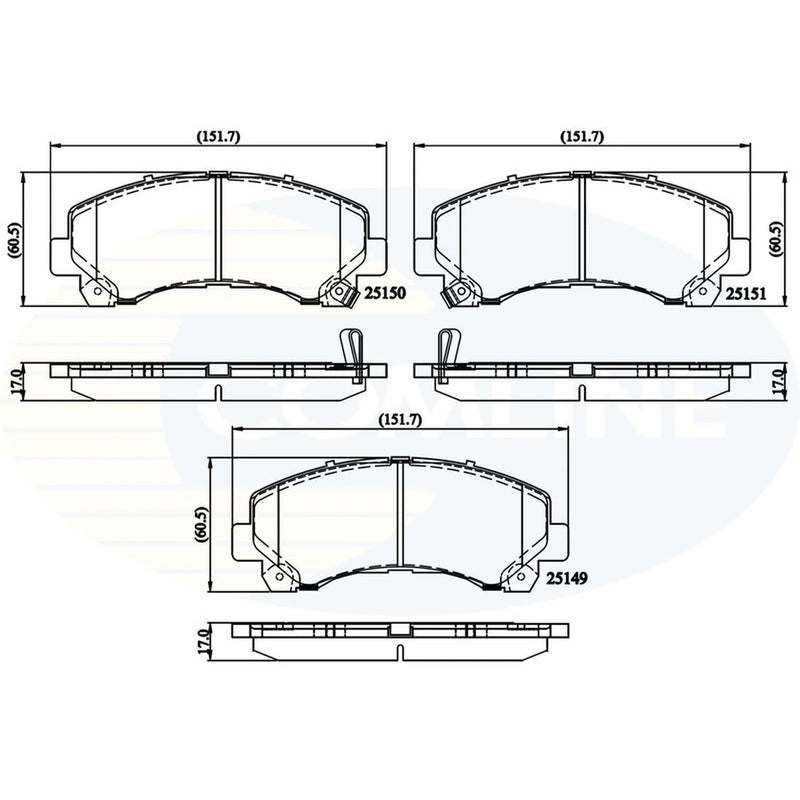 Comline 4 x Front Brake Pad Set fits Isuzu D-Max I Platform 2007-2012 3.0