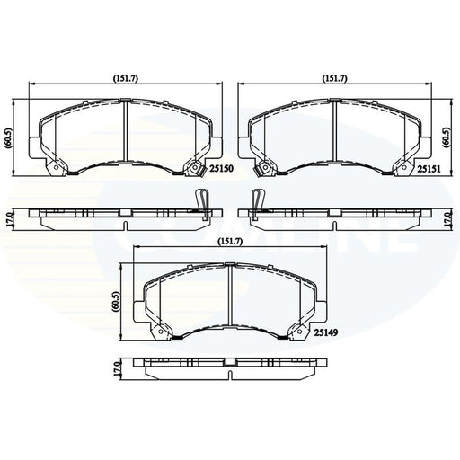 Comline 4 x Front Brake Pad Set fits Isuzu D-Max I Platform 2007-2012 3.0