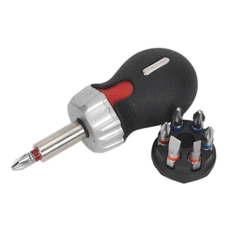 Sealey Fine Tooth Ratchet Screwdriver Set 8pc Stubby Platinum Series AK64908 Sealey - Dynamic Drive