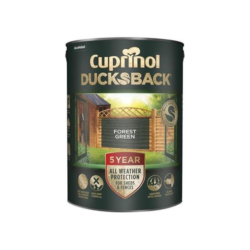 Cuprinol Ducksback 5 Year Waterproof for Sheds & Fences Forest Green 5 litre Cuprinol - NN4 Online