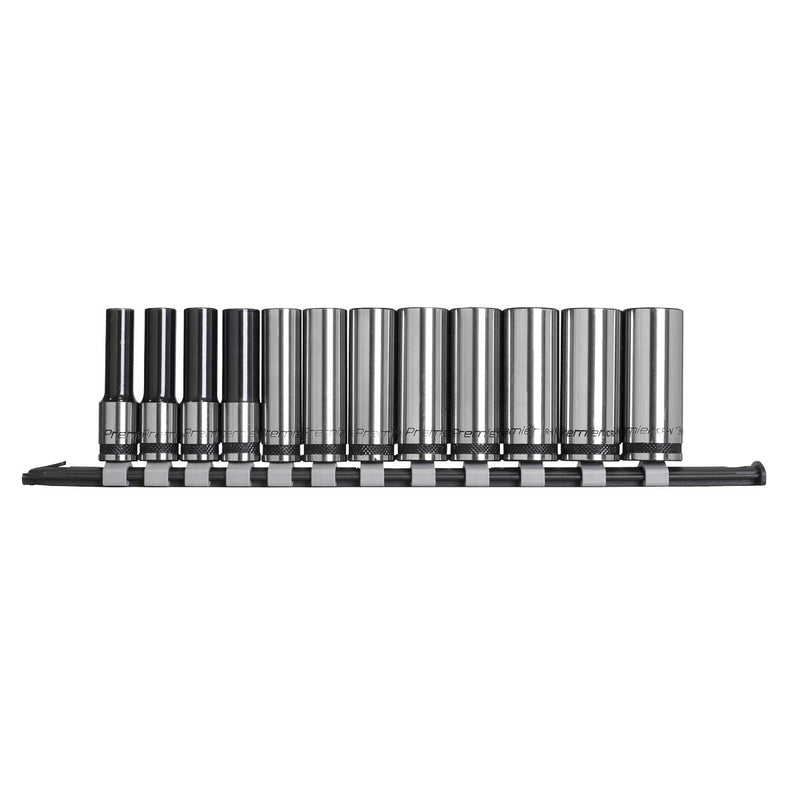 Sealey Socket Set Deep 12pc 3/8"Sq Drive Metric Black Series AK7993 Sealey - Dynamic Drive