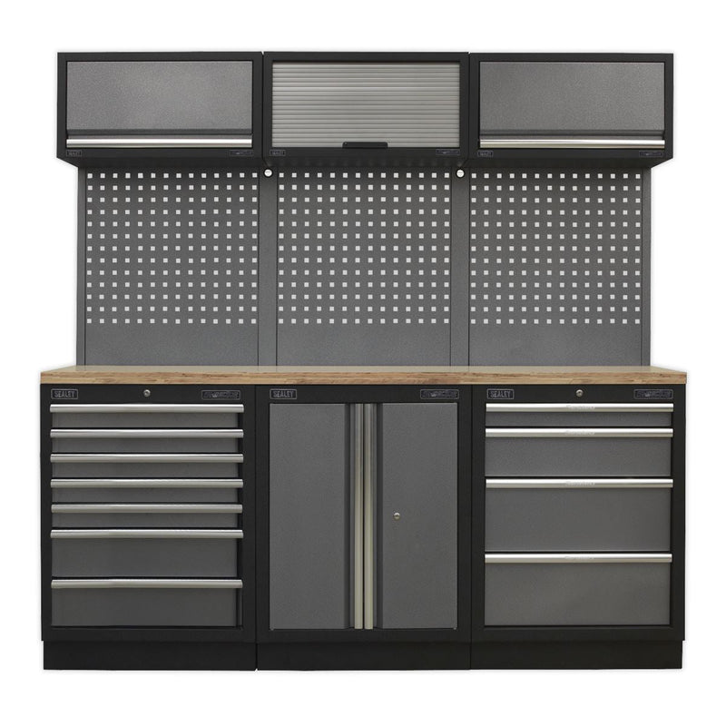 Sealey Superline Pro 2.0m Storage System Wood Worktop APMSSTACK07W Sealey - Dynamic Drive