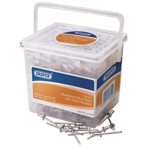 Draper Blind Rivets, 4.8 x 10.2mm (Tub of 800) 37659 Draper - Dynamic Drive