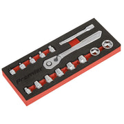 Sealey Low Profile Socket Set 15pc 1/4"Sq Drive Metric Platinum Series AK5783 Sealey - Dynamic Drive
