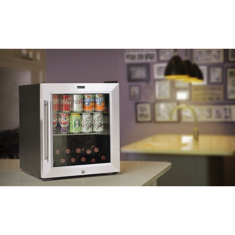 Baridi 50L Tabletop Drinks Fridge Mini Beer Cooler Glass Door Stainless Steel Baridi  - Dynamic Drive