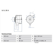 Bosch Car Alternator 12V 0 986 036 790