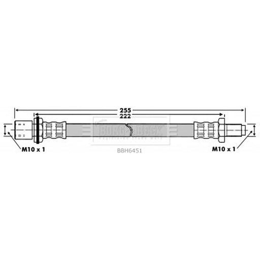 Borg & Beck Brake Hydraulic Hose Line Rear Right BBH6451