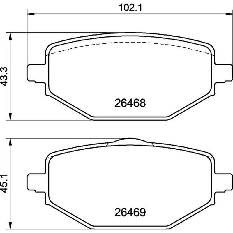 Brembo 4 x Rear Brake Pad Set fits Mitsubishi Asx 2023 on 1.6