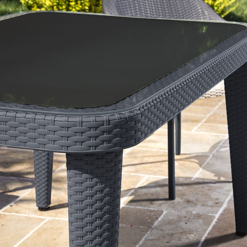 Dellonda Dining Tables with Tempered Glass Top 150 x 90 x 76cm - Anthracite Dellonda - Dynamic Drive