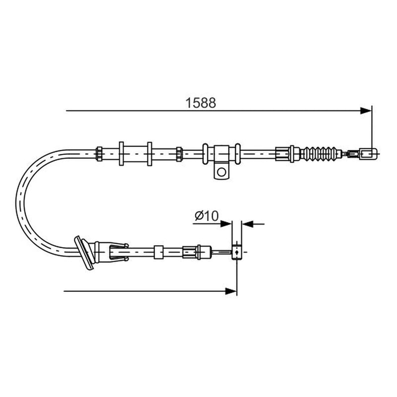 Bosch Handbrake Cable Left Rear fits Mitsubishi Carisma 1995-2006