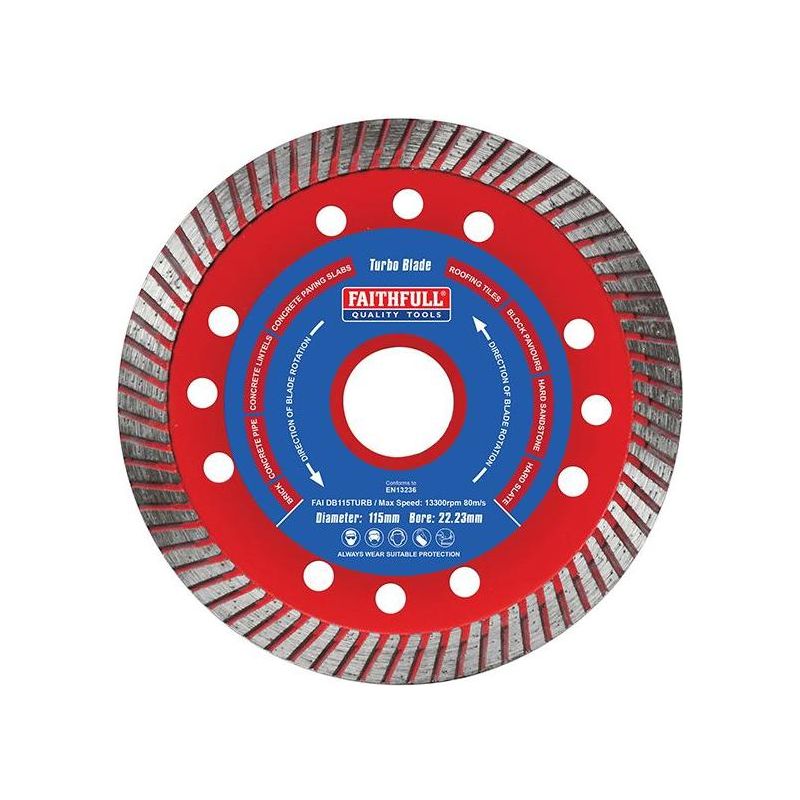 Faithfull Turbo Cut Diamond Blade 115 x 22mm Faithfull - Dynamic Drive