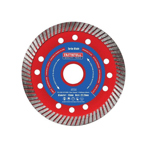 Faithfull Turbo Cut Diamond Blade 115 x 22mm Faithfull - Dynamic Drive