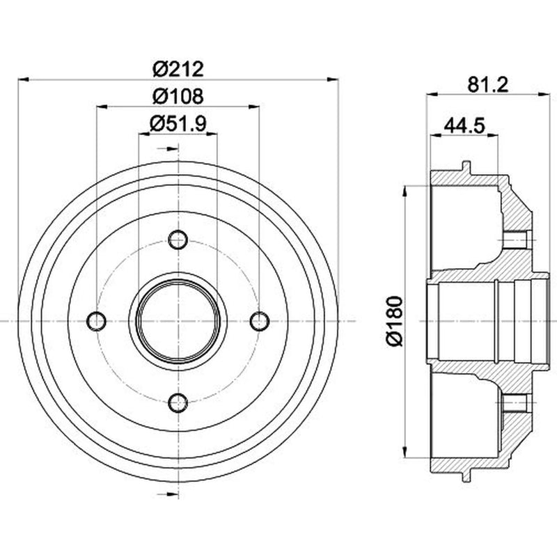 Mintex Brake Drum Assembly Rear fits Citroën Xsara 1997-2005 1.4 1.5 1.6 1.8 1.9