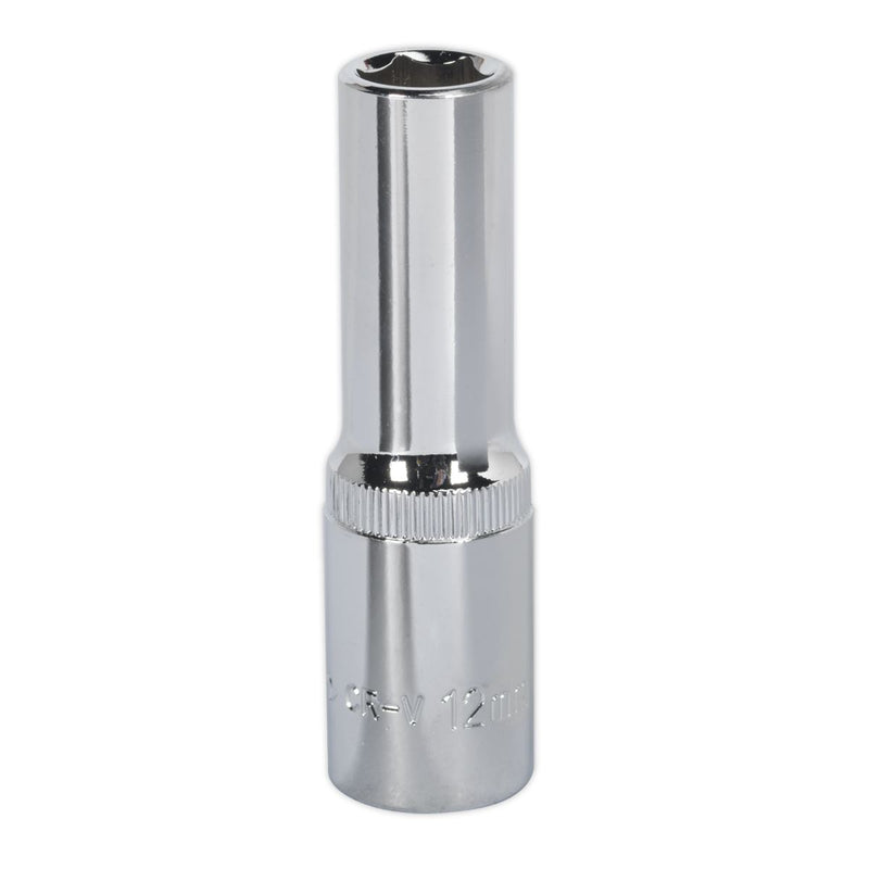 Sealey WallDrive Socket 12mm Deep 1/2"Sq Drive Fully Polished SP1212D Sealey - Dynamic Drive
