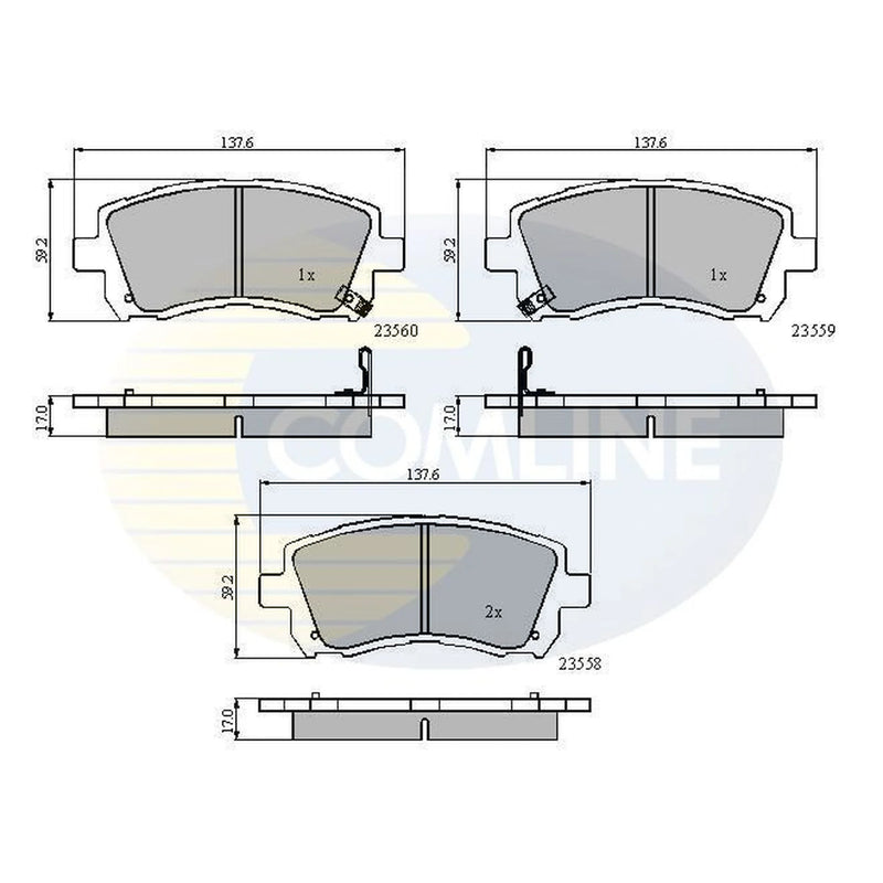 Comline 4 x Front Brake Pad Set fits Subaru Forester 1997-2002 2.0