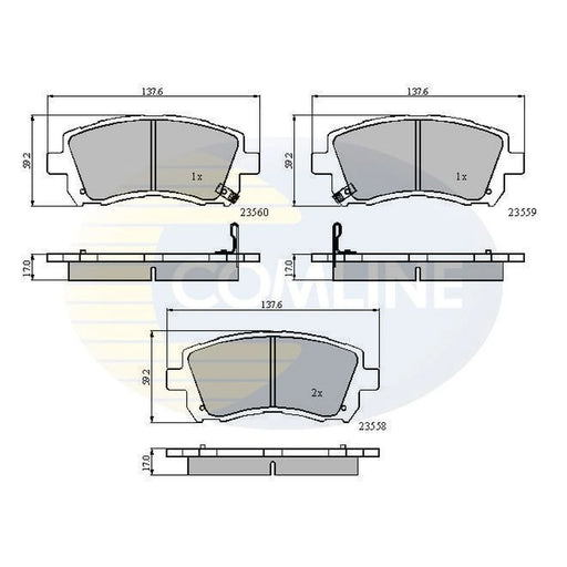 Comline 4 x Front Brake Pad Set fits Subaru Forester 1997-2002 2.0