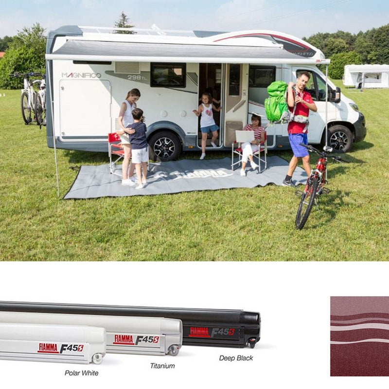Fiamma Polar White F45S 350 Awning Bordeaux Fabric Fiamma - Dynamic Drive