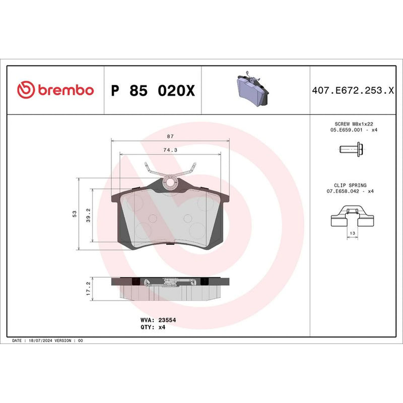 Brembo Xtra Rear Brake Perforated Discs & Pads fits Peugeot 207 2006-2013 1.6