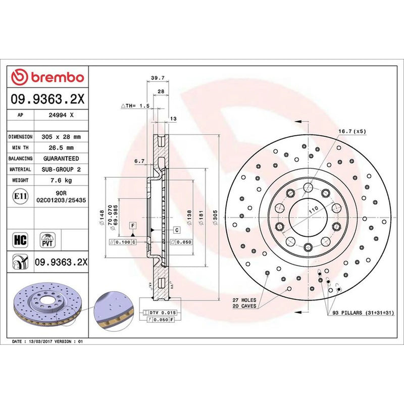 Brembo Xtra Front Brake / Discs & Pads fits Alfa Romeo Giulietta 2010-2020