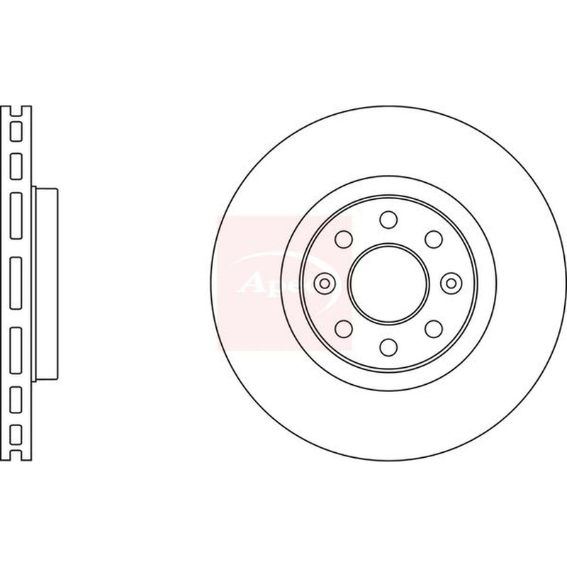 Apec 2 x Vented Brake Discs fits Chevrolet Aveo / Kalos 2005-2013 1.4