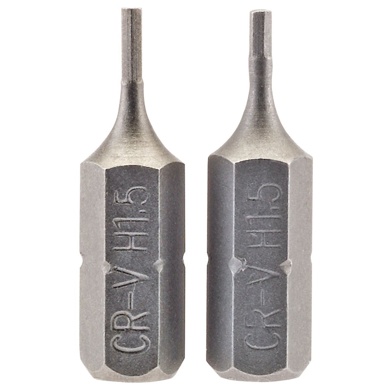 Draper Hexagonal Insert Bit, 1.5mm, 1/4" Hex, 25mm Long (Pack of 2) 63944 Draper - Dynamic Drive