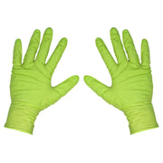 Diamond Grip Extra-Thick Nitrile Powder-Free Gloves Hi-Vis Green Large Pack 50 Sealey - Dynamic Drive