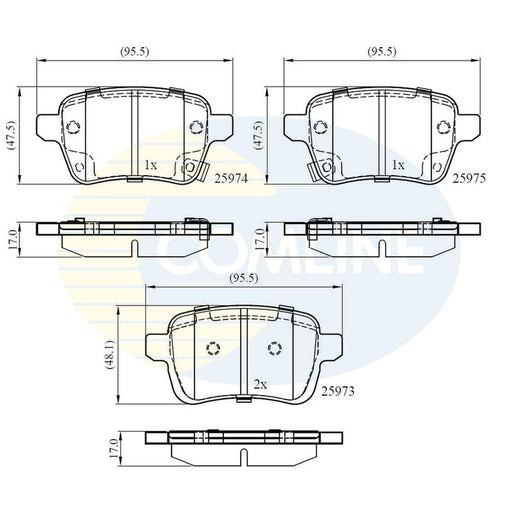 Comline 4 x Rear Brake Pad Set fits Opel Adam 2014-2019 1.0 1.4