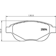 Brembo 4 x Front Brake Pad Set fits Citroën C4 2004-2011 1.6 2.0