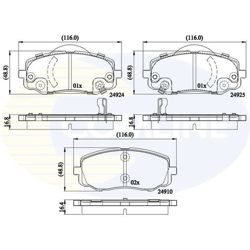 Comline 4 x Front Brake Pad Set fits Hyundai I20 I 2008-2015 1.1 1.2 1.4 1.6