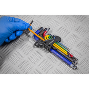 Sealey Ball-End Hex Key Set 9pc Long Colour-Coded Imperial AK7197 Sealey  - Dynamic Drive